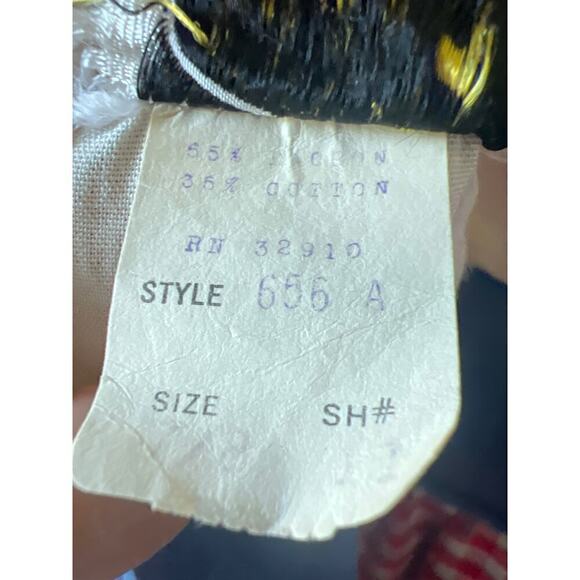 Vintage Pat Richards red and white checkered dress with blue overlay, maxi - Picture 7 of 8